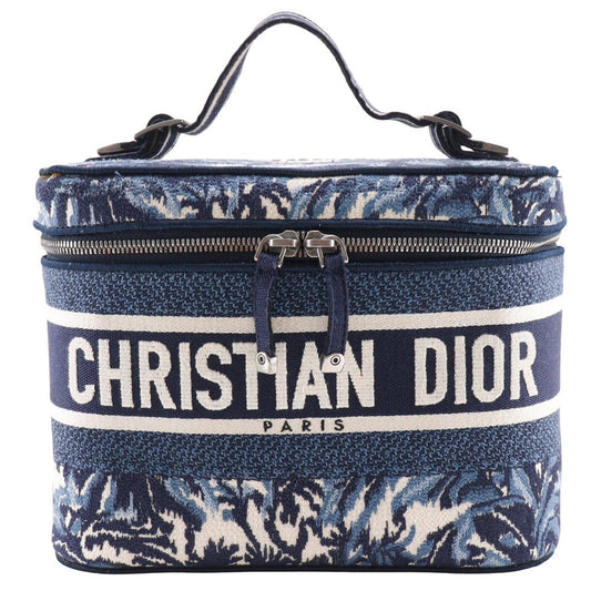Dior Handbag Embroidery Palms Travel Vanity Women Canvas White Travel Bag