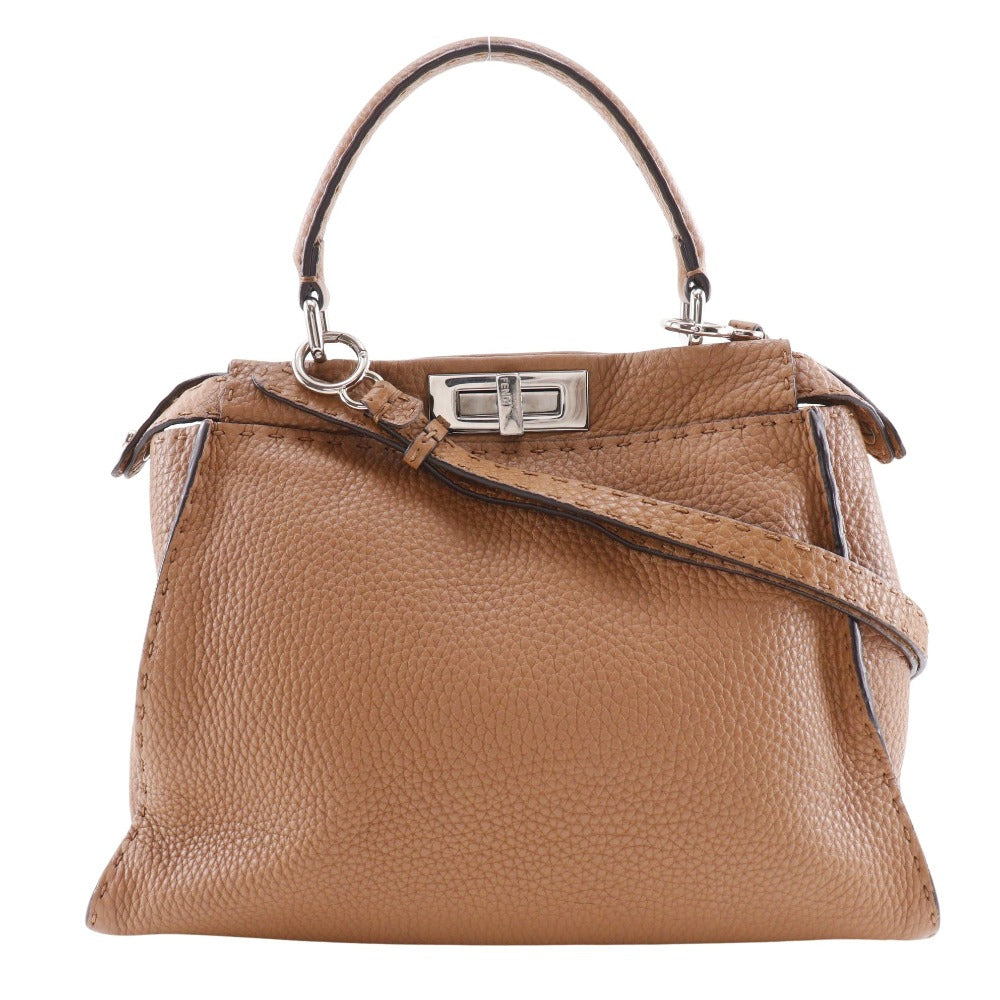 Fendi Handbag 8Bn226 2Wayshoulder Celeria Peek Boo Regular Women Leather Brown Shoulder Bag