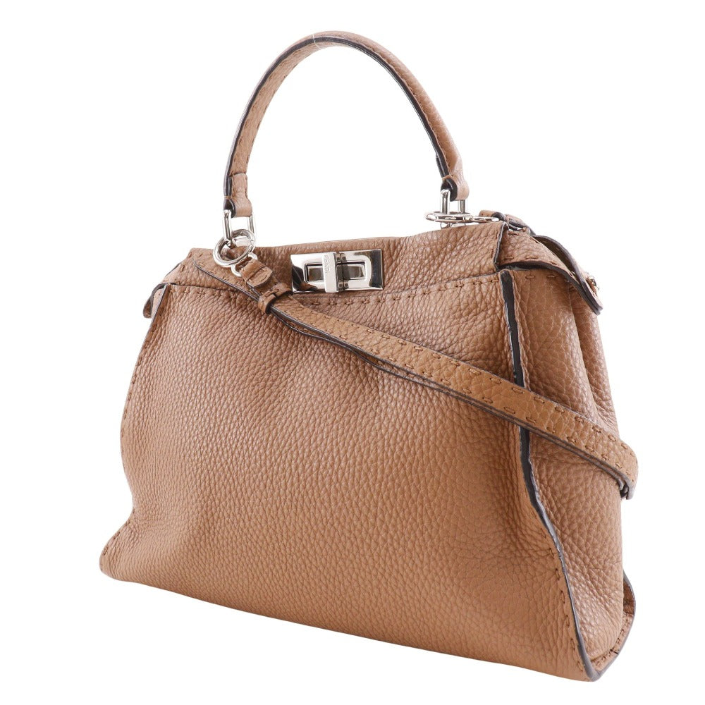 Fendi Handbag 8Bn226 2Wayshoulder Celeria Peek Boo Regular Women Leather Brown Shoulder Bag