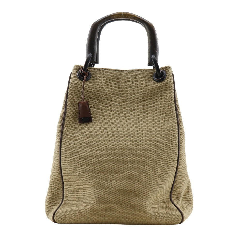 Gucci Wood handle Canvas Beige Handbag