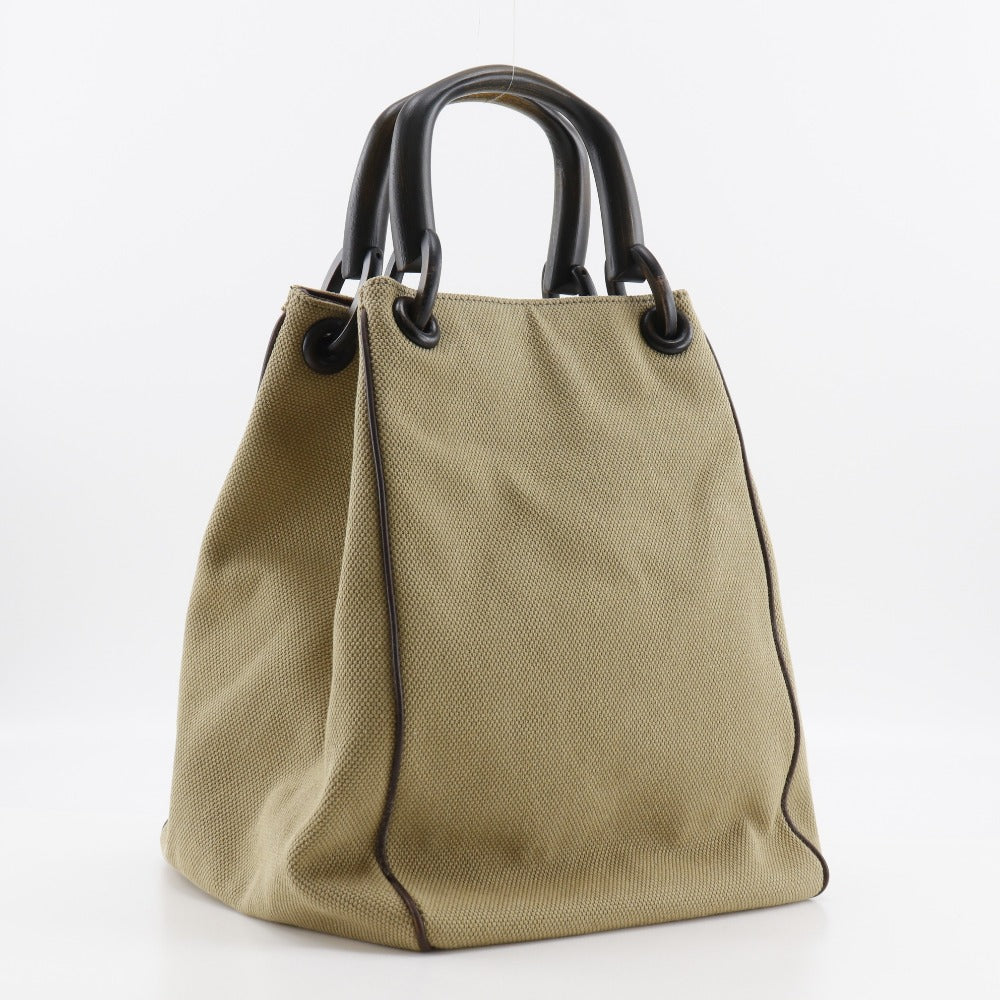 Gucci Wood handle Canvas Beige Handbag