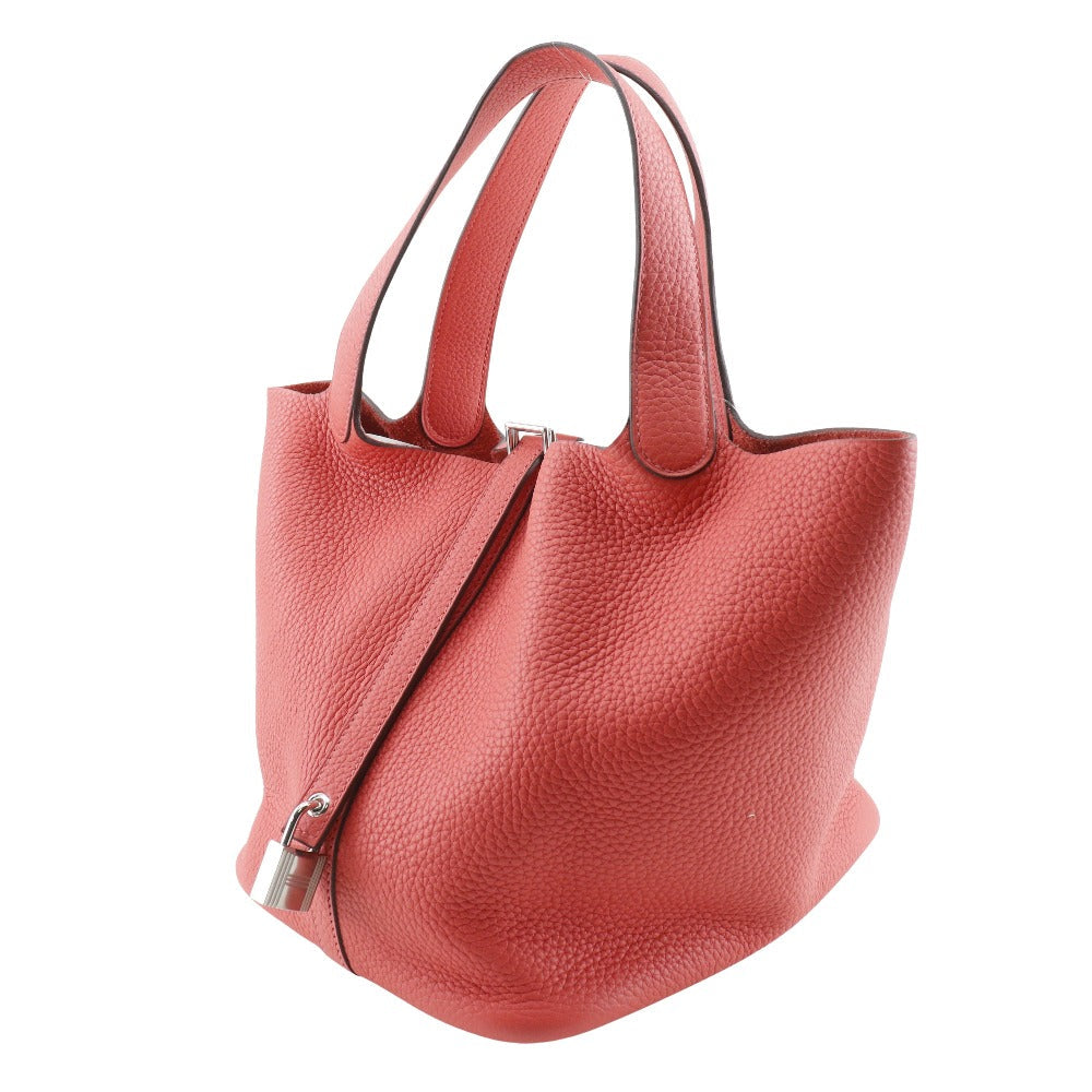 Hermes Handbag Taurillon Clemence Picotan Lock Women Red Travel Bag