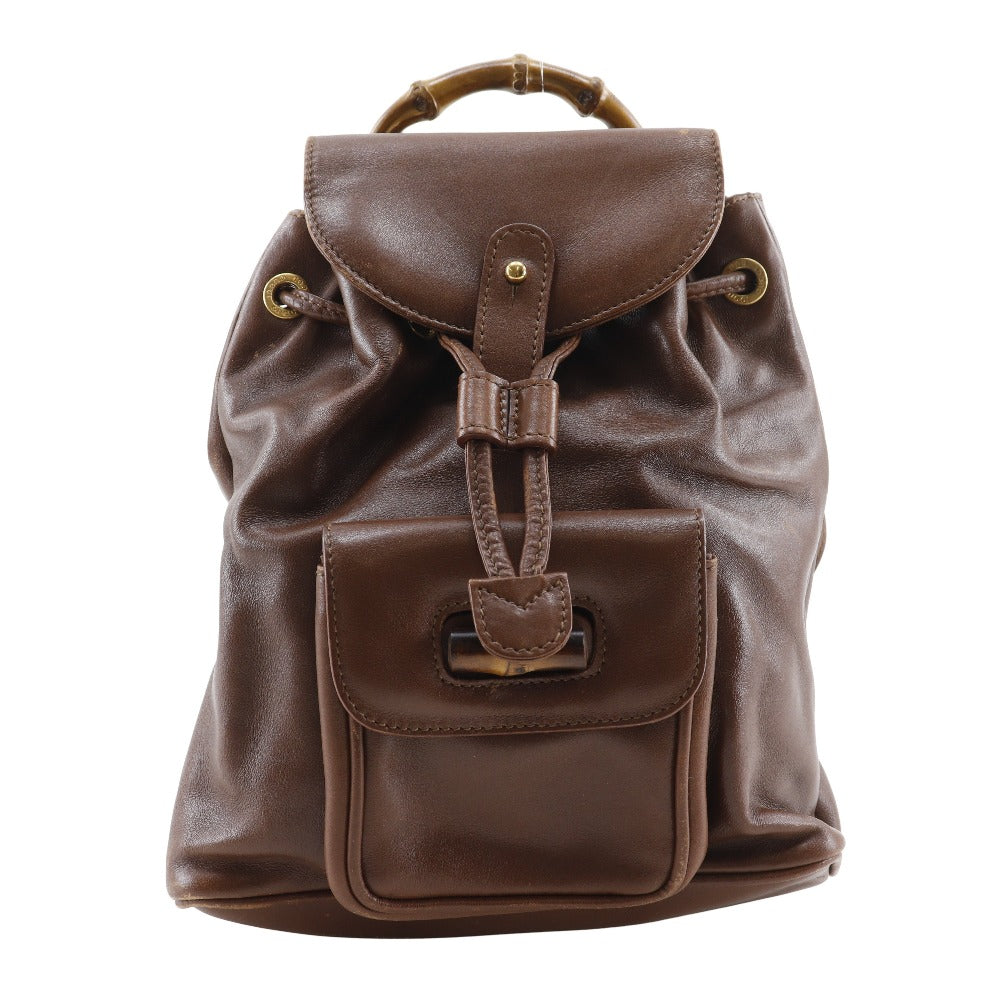Gucci Backpack Old Bamboo handle Leather Brown