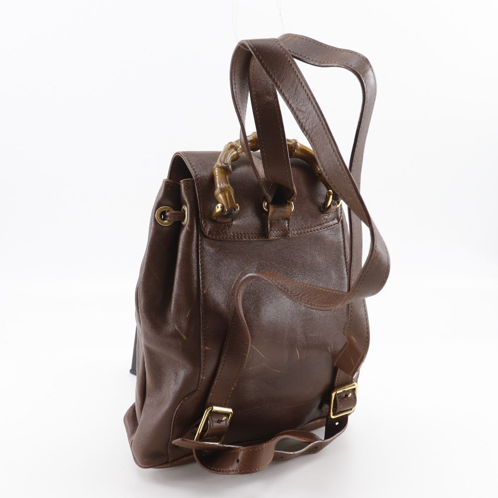 Gucci Backpack Old Bamboo handle Leather Brown