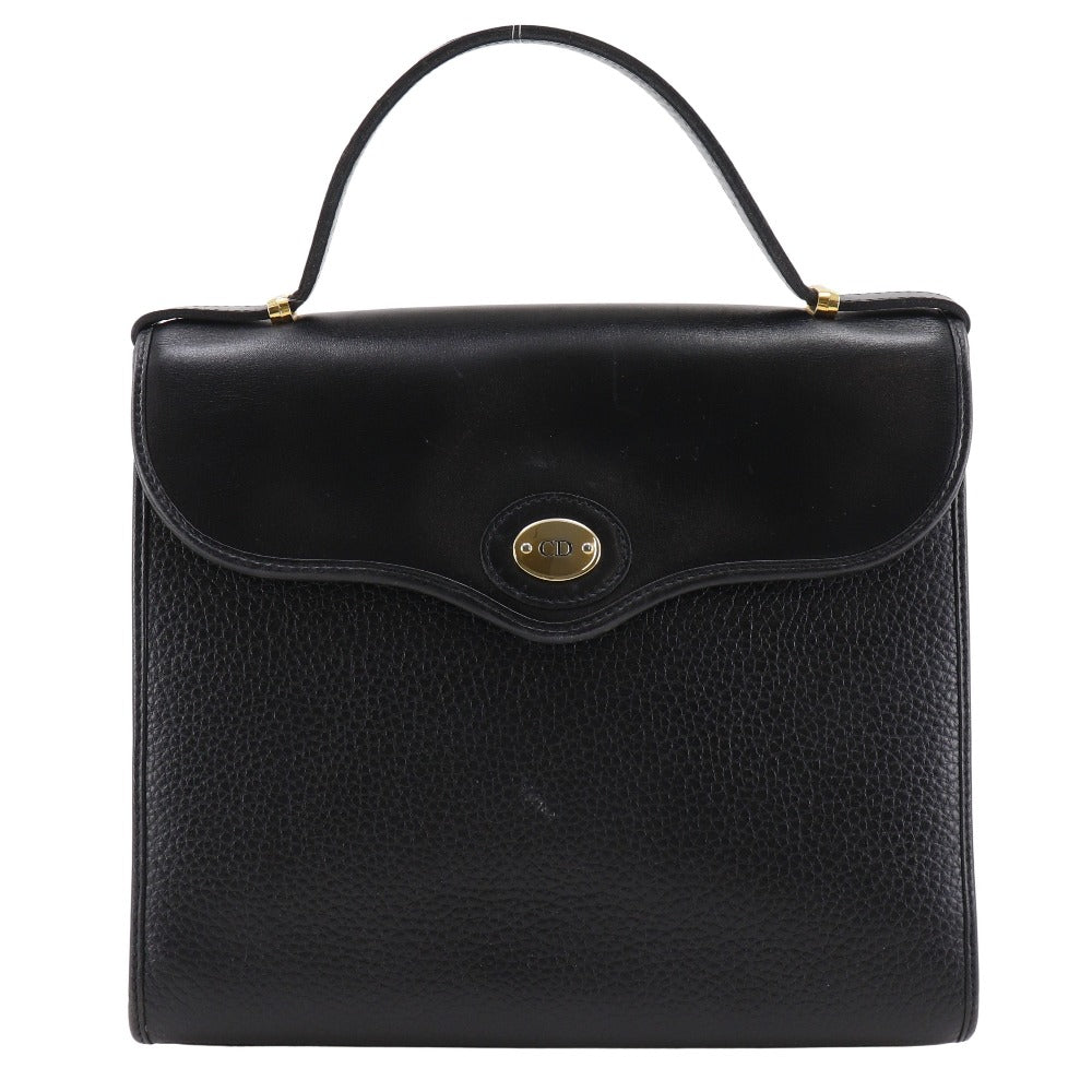 Dior Christian Handbag Calfskin One Handle Cd Women Black Logo Travel Bag
