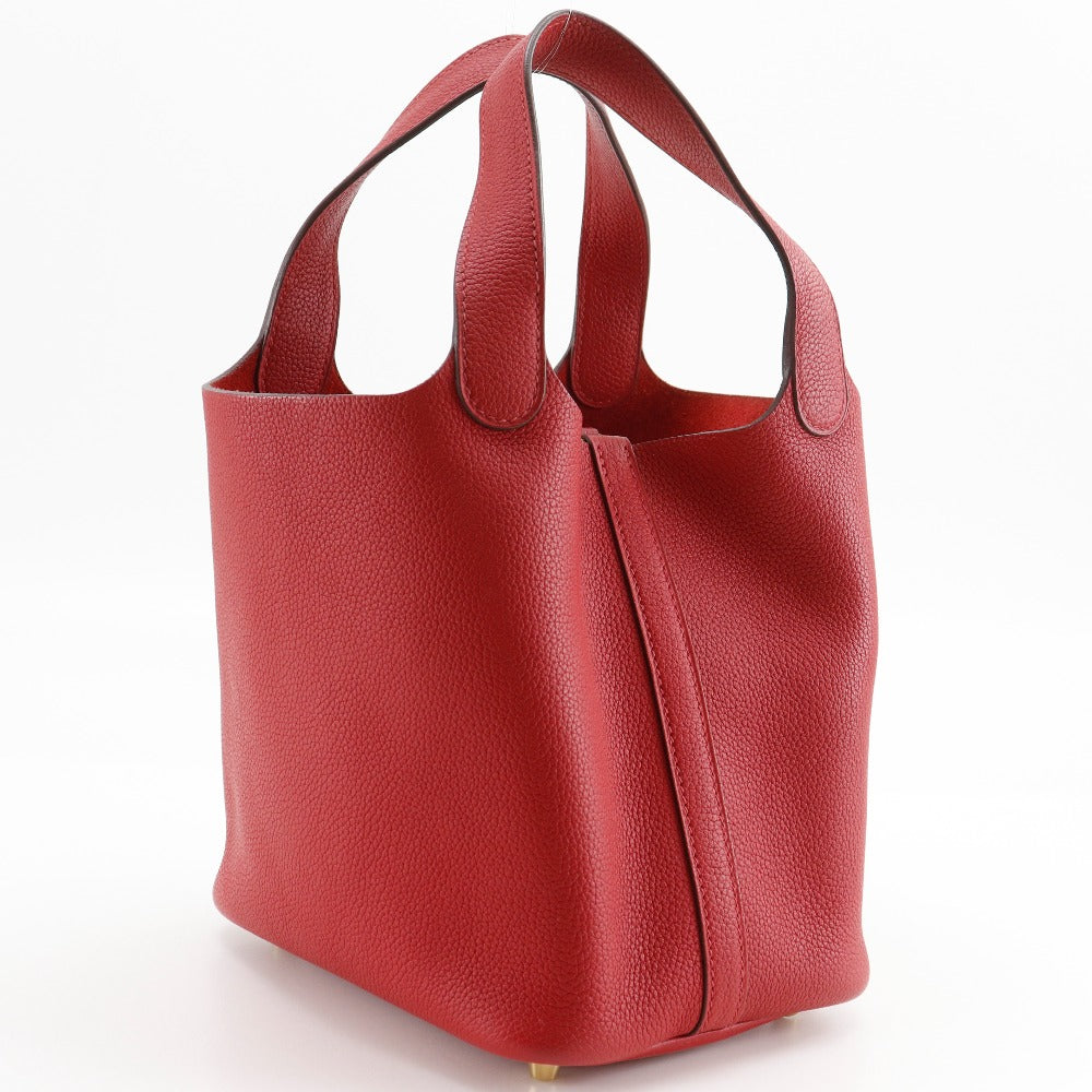 Hermes Handbag Taurillon Clemence Maurice Picotan Rock Pm Women Metal Red Gold Travel Bag