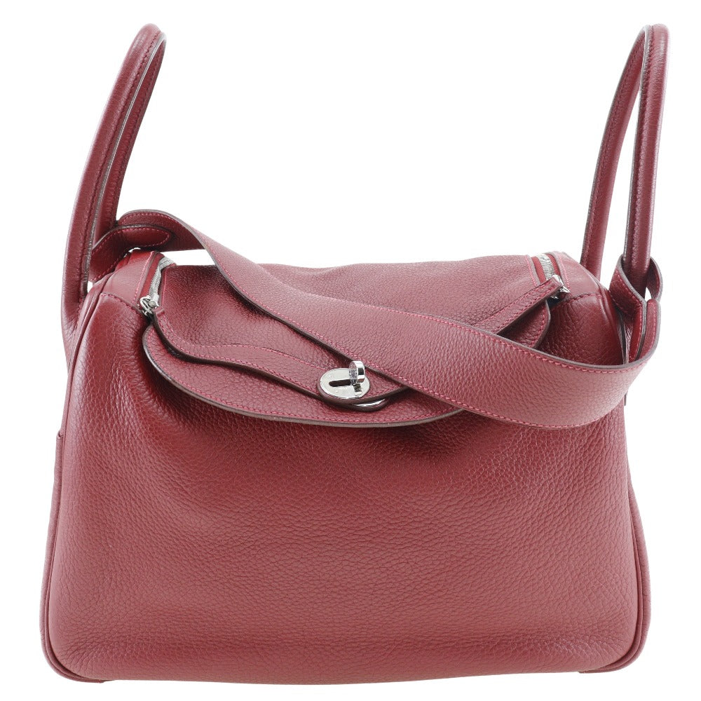 Hermes Handbag Taurillon Clemence Lindy Women Red Travel Bag