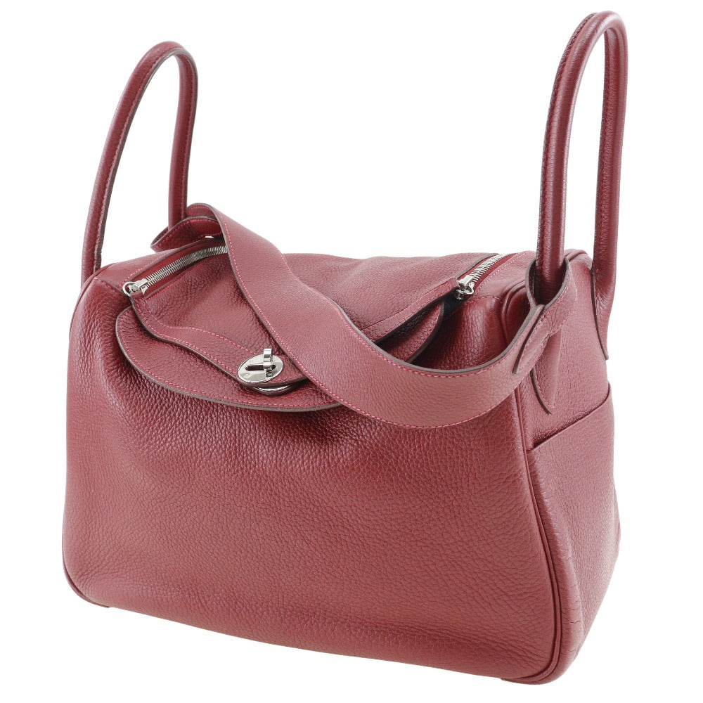 Hermes Handbag Taurillon Clemence Lindy Women Red Travel Bag