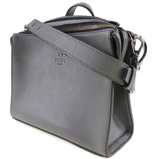 Fendi Handbag 2Wayshoulder Messenger Women Leather Gray Mini Shoulder Bag