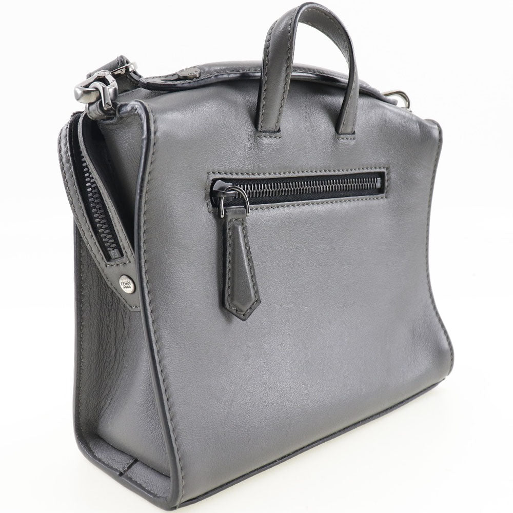 Fendi Handbag 2Wayshoulder Messenger Women Leather Gray Mini Shoulder Bag