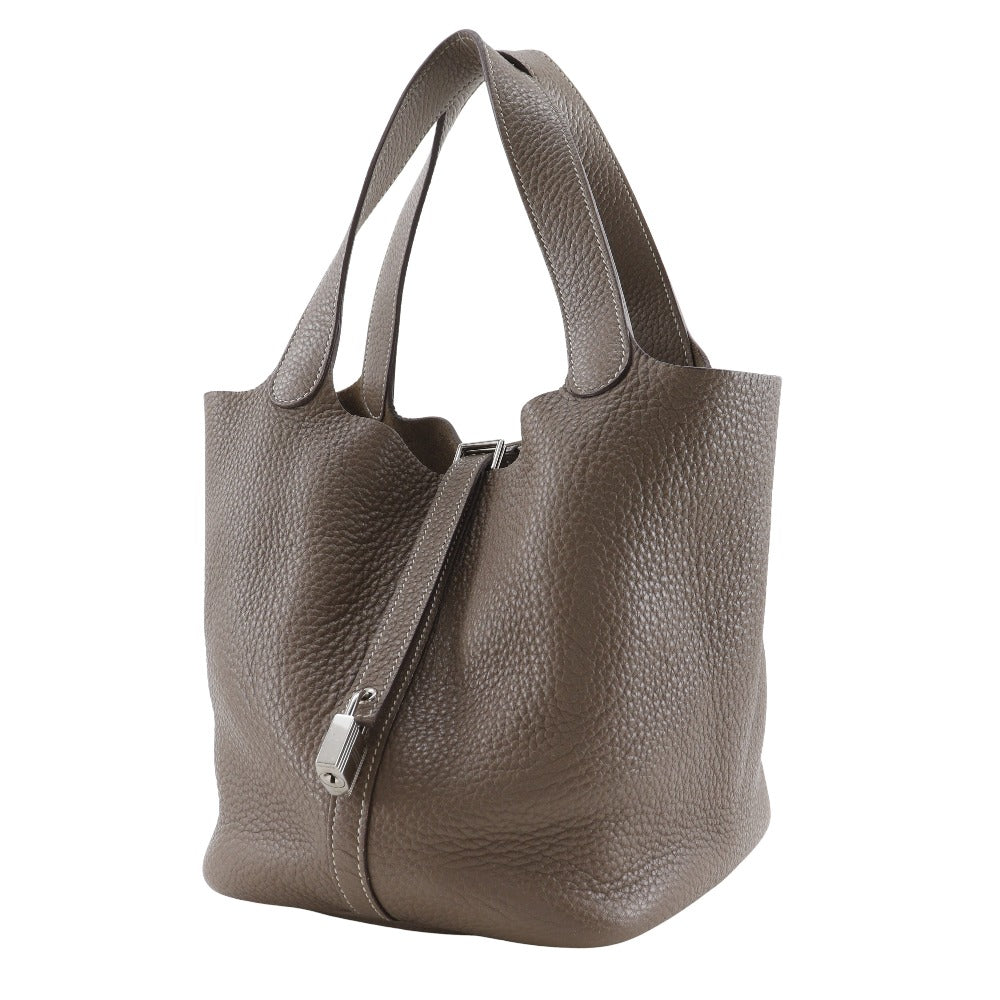 Hermes Handbag Taurillon Clemence Pico Lock Mm Black Tan Travel Bag