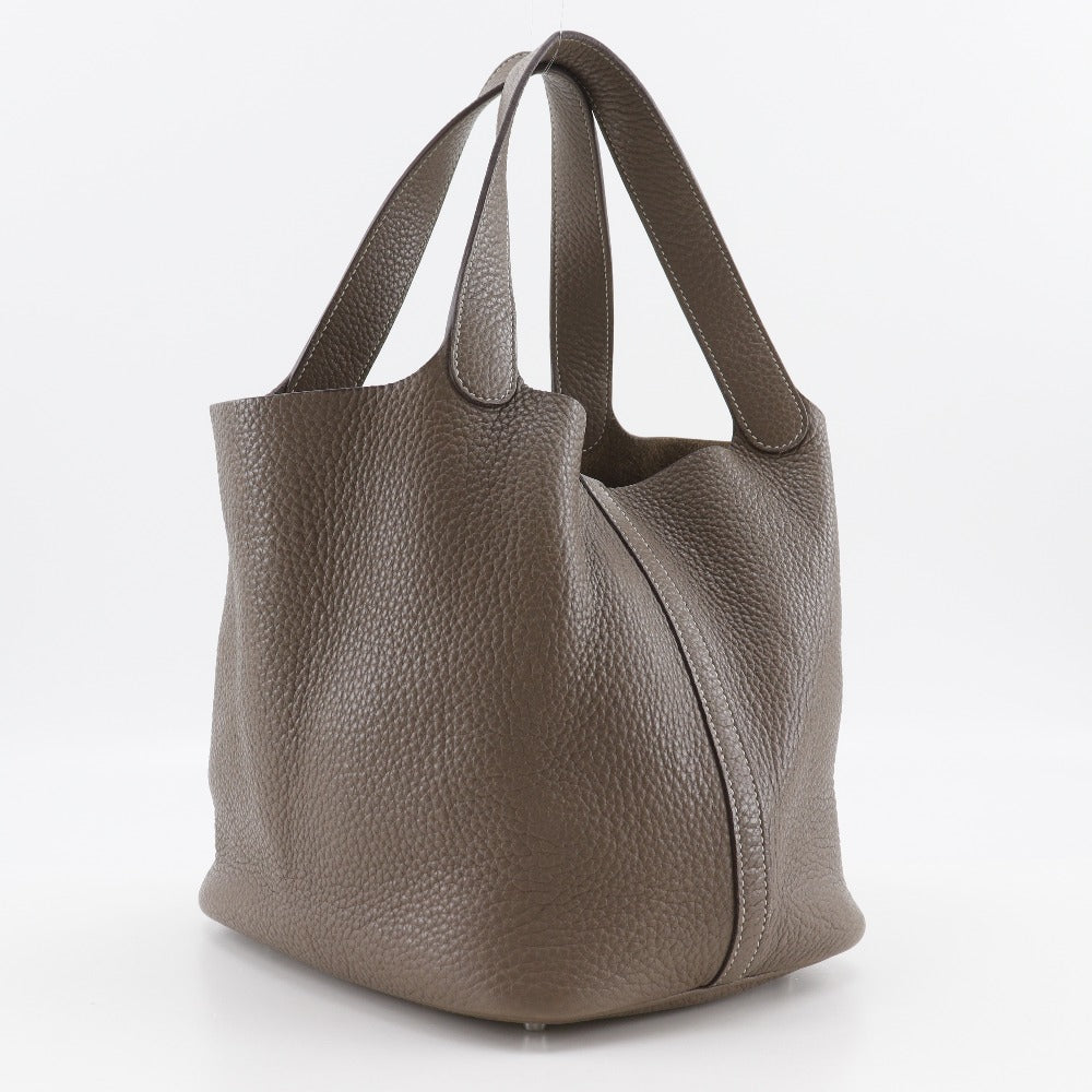 Hermes Handbag Taurillon Clemence Pico Lock Mm Black Tan Travel Bag