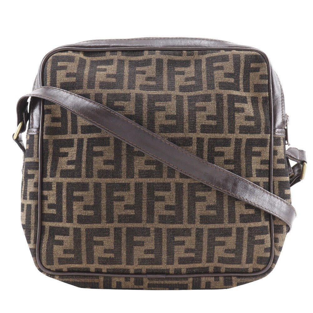 Fendi Shoulder Bag Zucca Women Canvas Nylon Brown