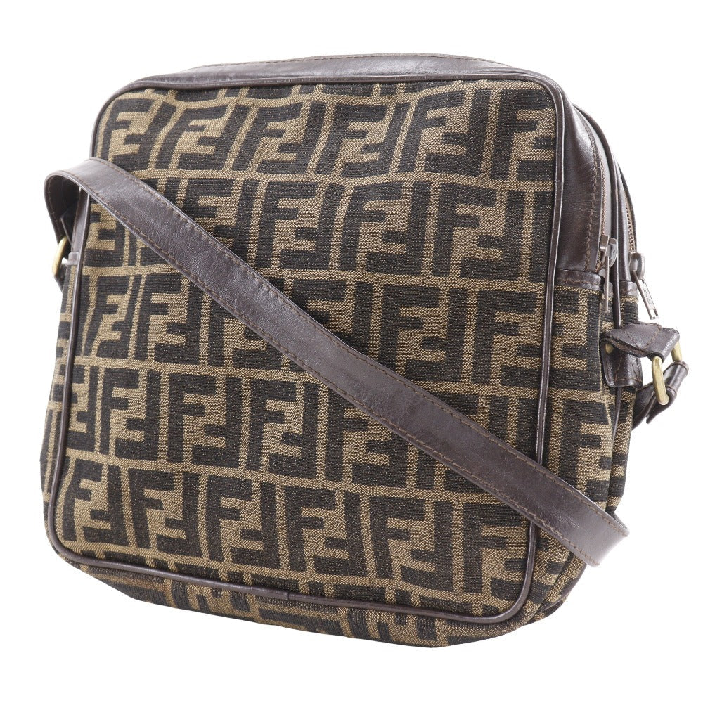 Fendi Shoulder Bag Zucca Women Canvas Nylon Brown