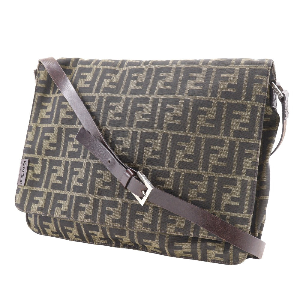 Fendi Shoulder Bag Zucca Unisex Unisex Canvas Nylon Brown