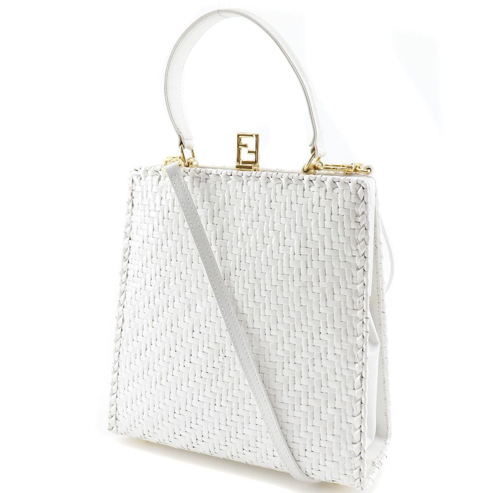 Fendi Handbag Women Leather White Travel Bag