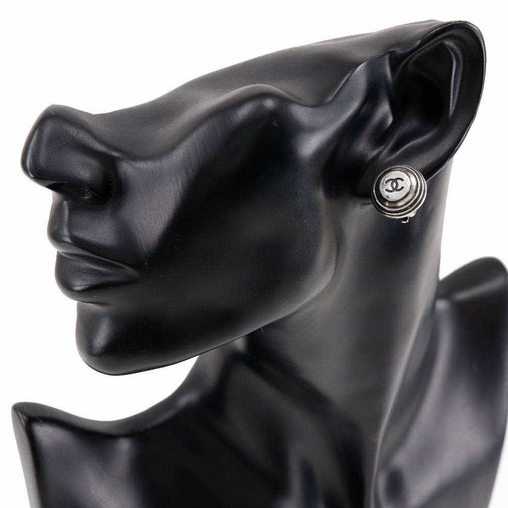 Chanel Coco Mark Metal Earrings Silver Jewelry