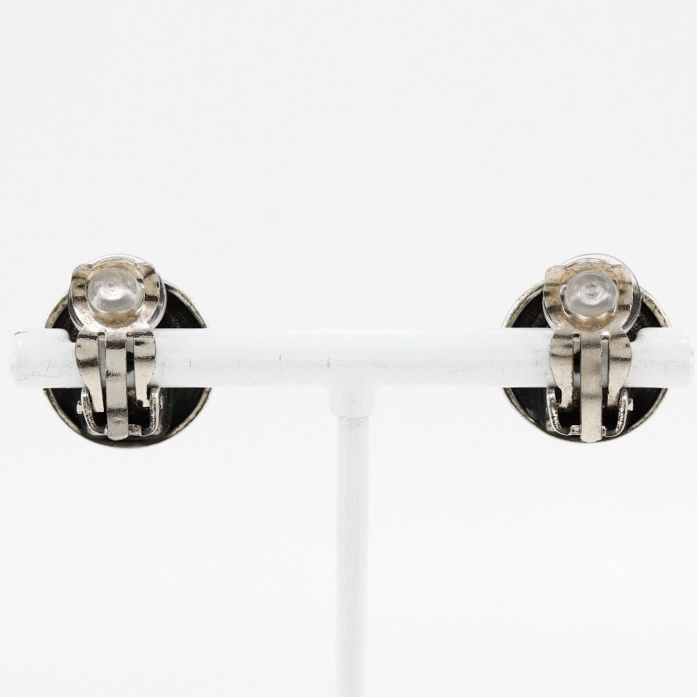 Chanel Coco Mark Metal Earrings Silver Jewelry