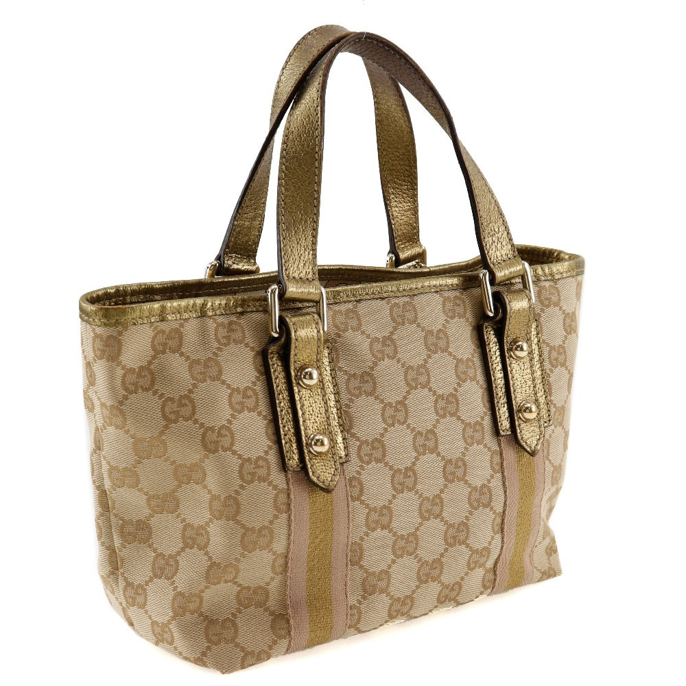 Gucci Gucci Gg Canvas Leather Handbag 139261 Travel Bag