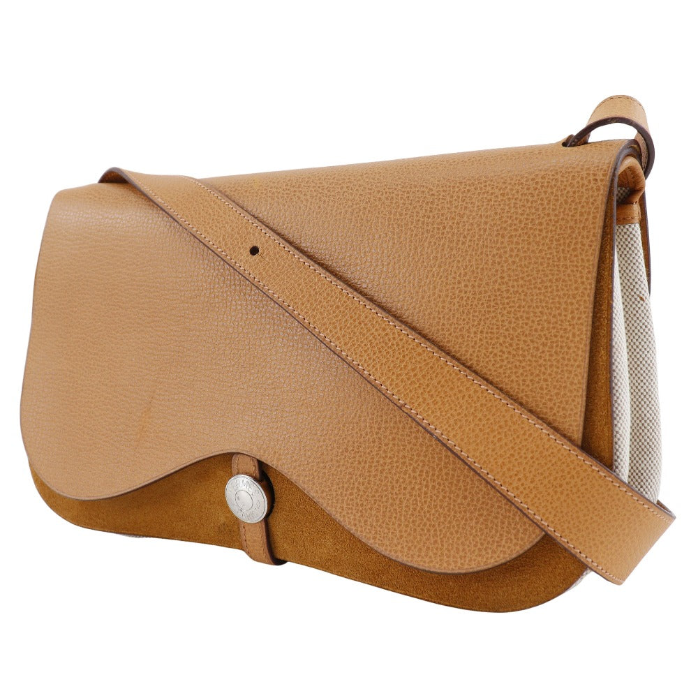 Hermes Shoulder Bag Toile Vache Liège Sac Colorado Mm Brown