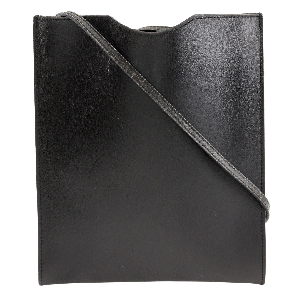 Hermes Shoulder Bag Calfskin Pochette Omenitu Black