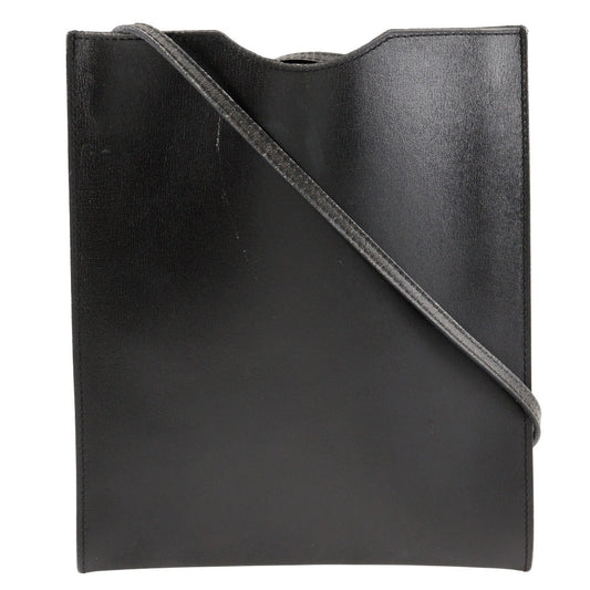 Hermes Shoulder Bag Calfskin Pochette Omenitu Black