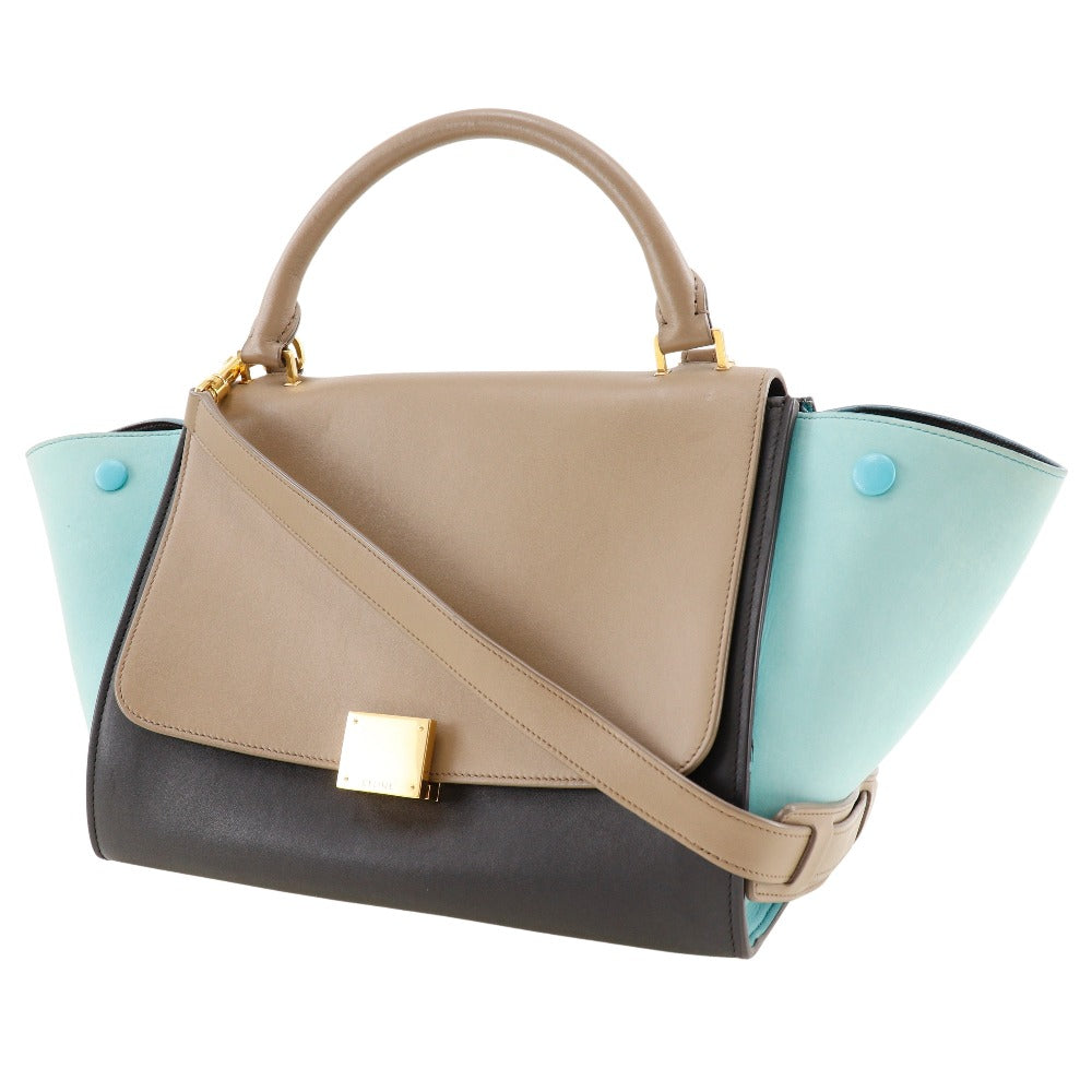 Calfskin Wayshoulder Trapeze Women Black Brown Shoulder Bag