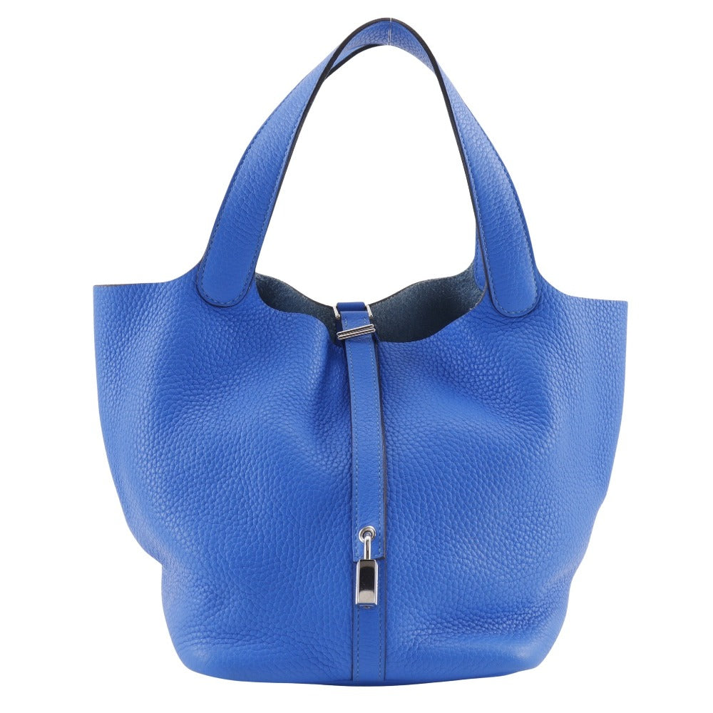 Hermes Handbag Taurillon Clemence Pico Lock Mm Blue Tan Travel Bag