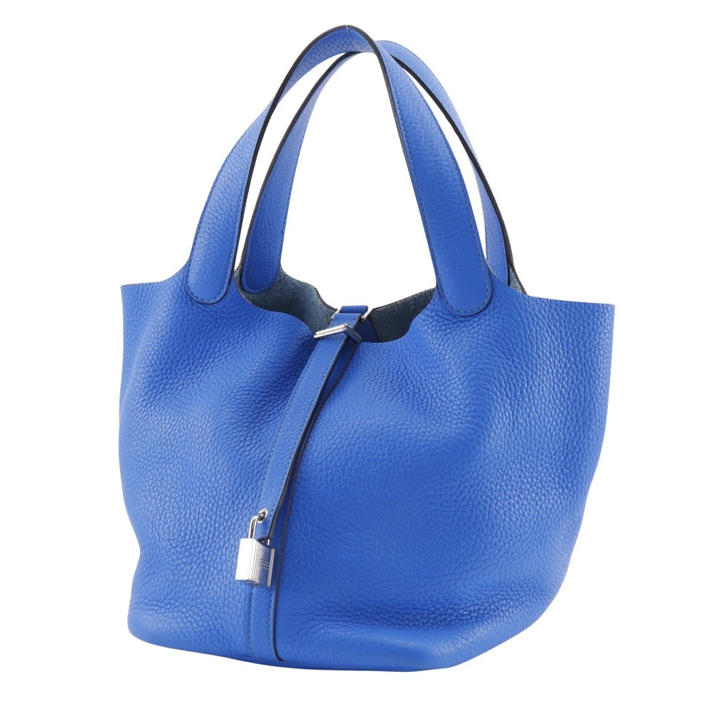 Hermes Handbag Taurillon Clemence Pico Lock Mm Blue Tan Travel Bag