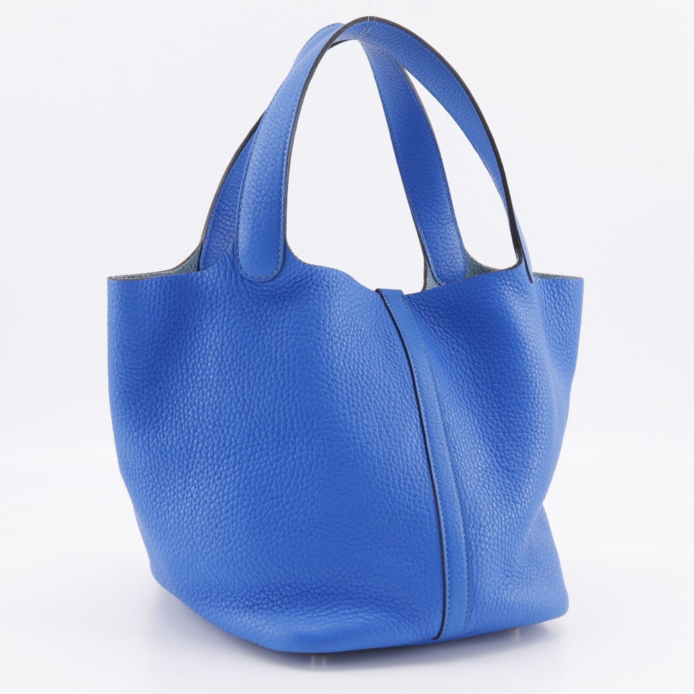 Hermes Handbag Taurillon Clemence Pico Lock Mm Blue Tan Travel Bag