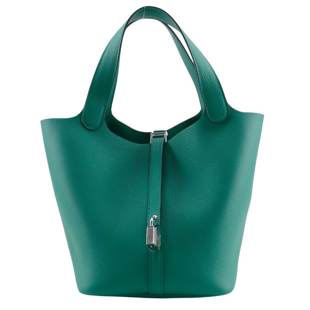 Taurillon Clemence Maurice Picotan Lock Mm Green Travel Bag