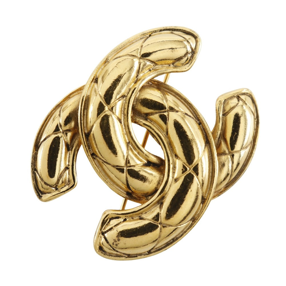 Chanel Brooch Plated Matrasse COCO Mark Gold Handbag 5