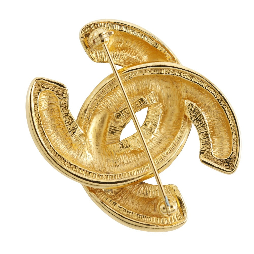 Chanel Brooch Plated Matrasse COCO Mark Gold Handbag 5