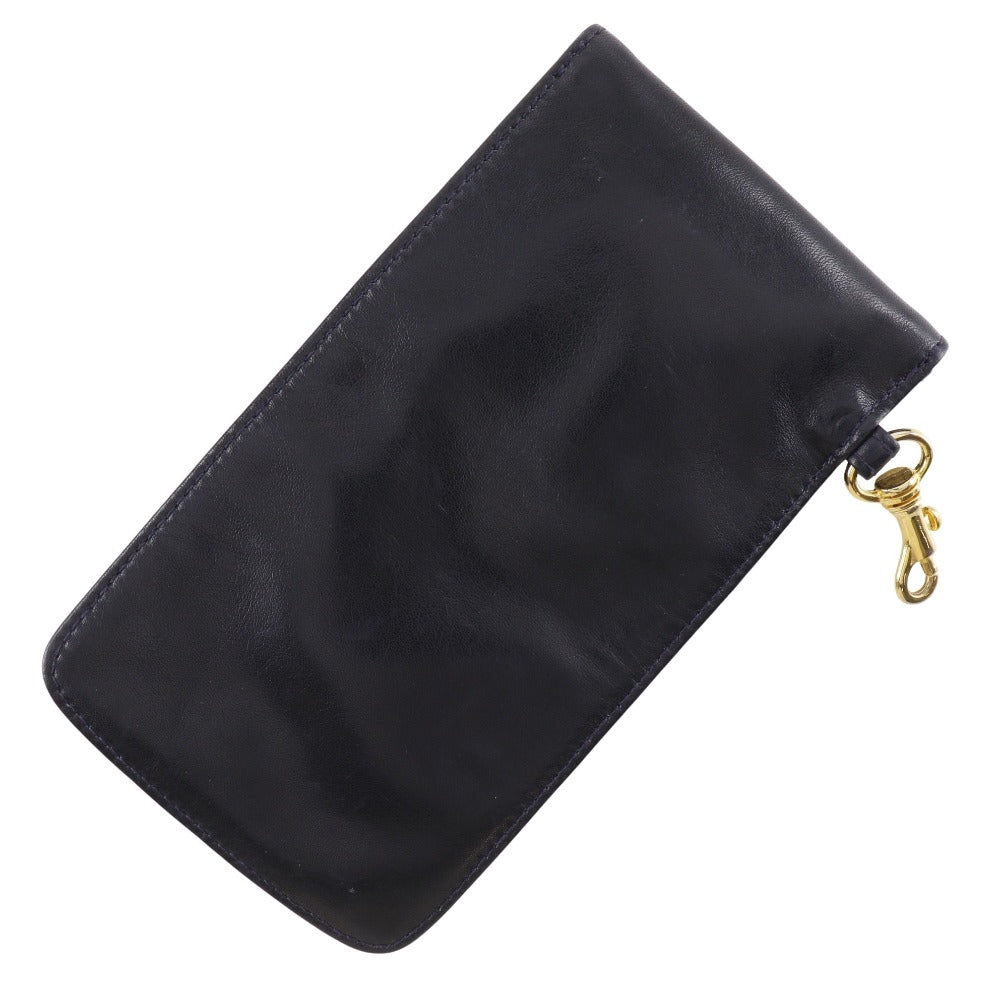 Chanel Pouch lambskin Glasses case COCO Mark Handbag Denim Black Jewelry