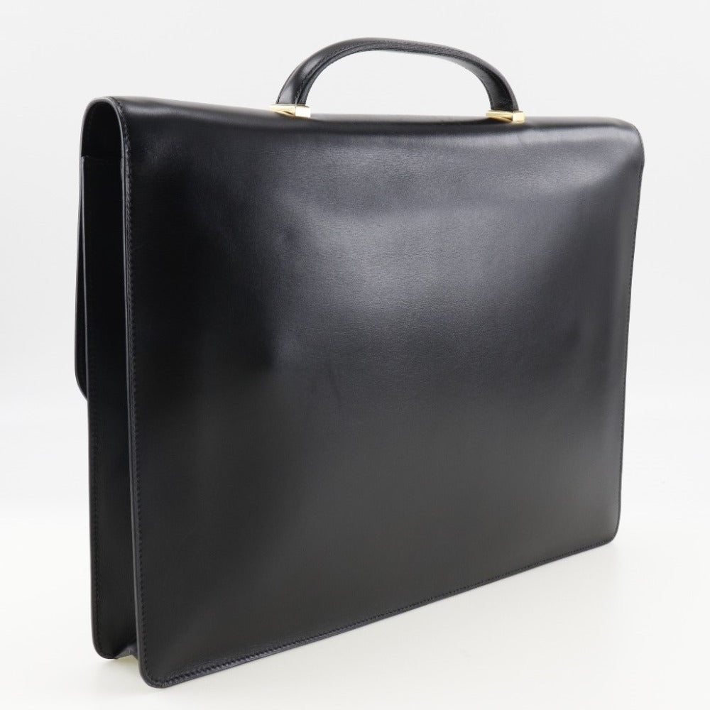 Business Bag Calfskin Metal Briefcase Danube Mens Black Gold Travel Bag