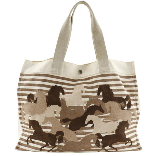 Hermes Tote Bag Off Chevault Women Unisex Canvas White Brown