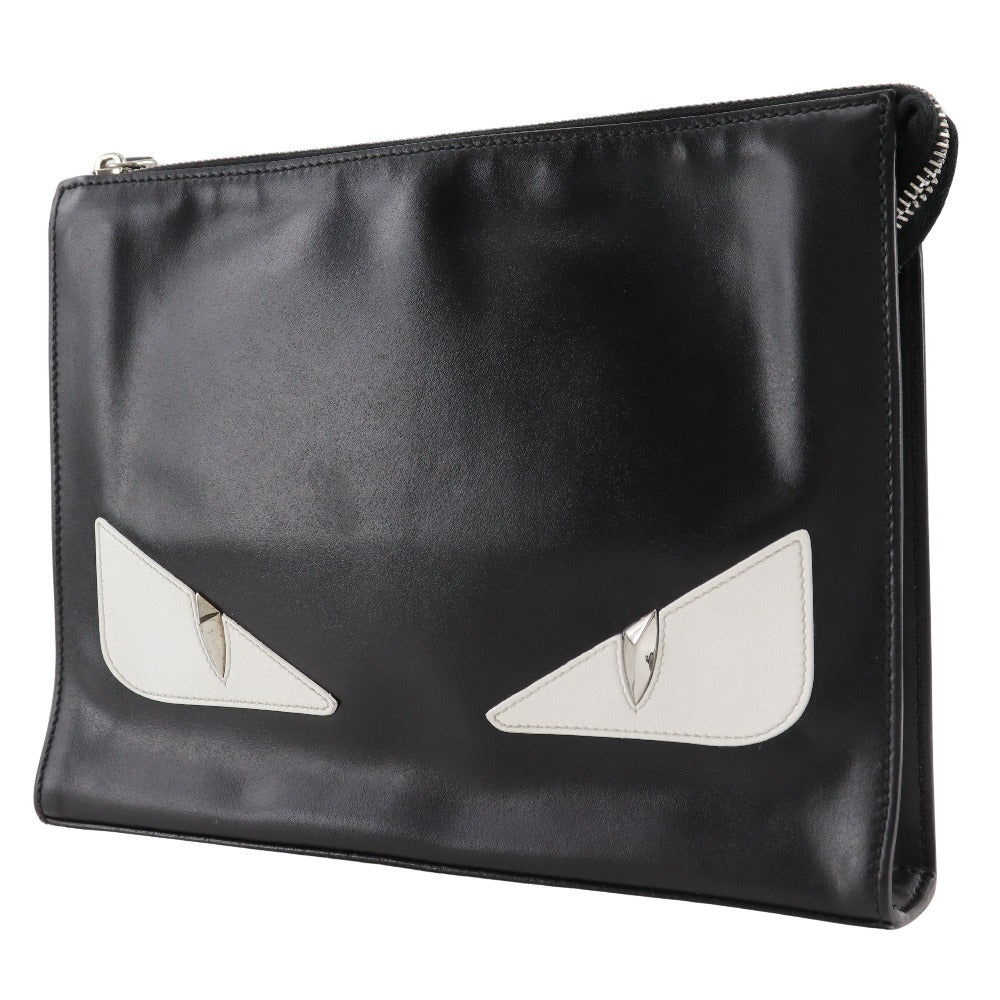 Fendi Clutch Bag 7Va433 Calfskin Bugs Monster Mens Unisex Black