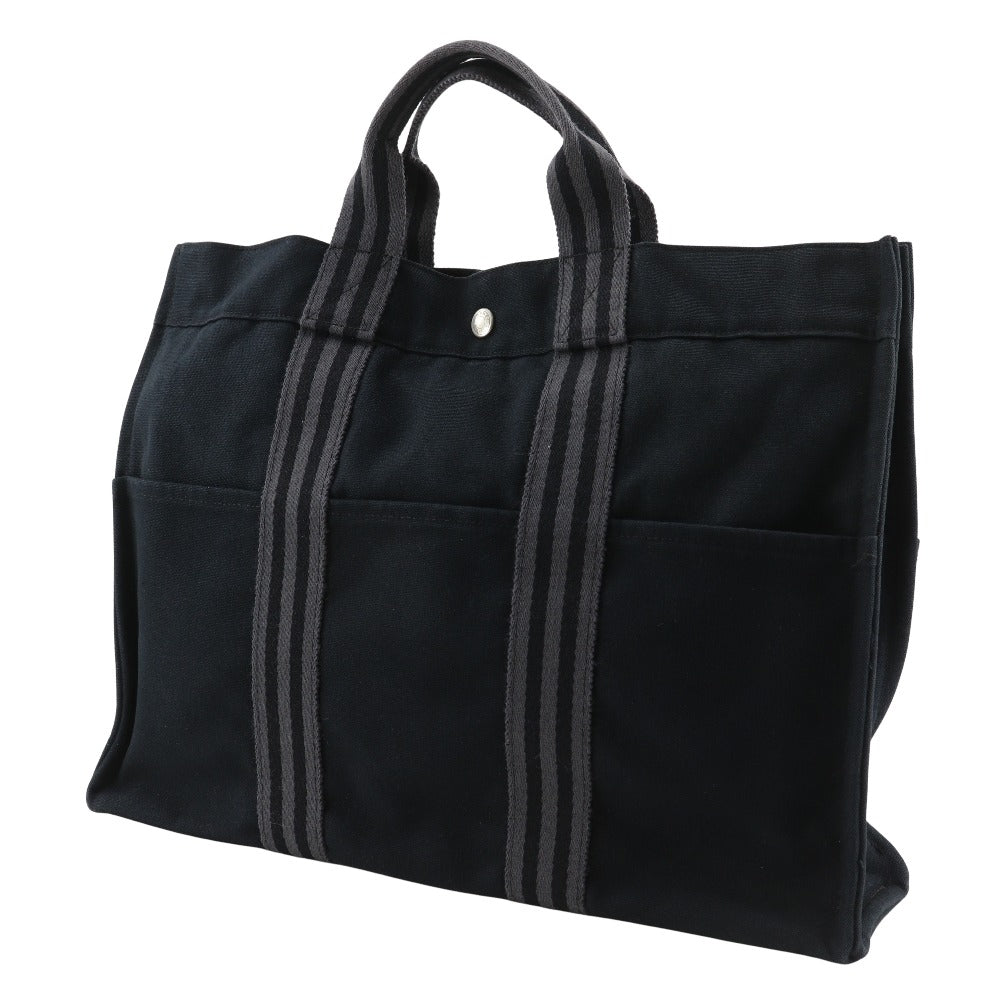Hermes Handbag Cotton Tote Bag Fool Toemm Black