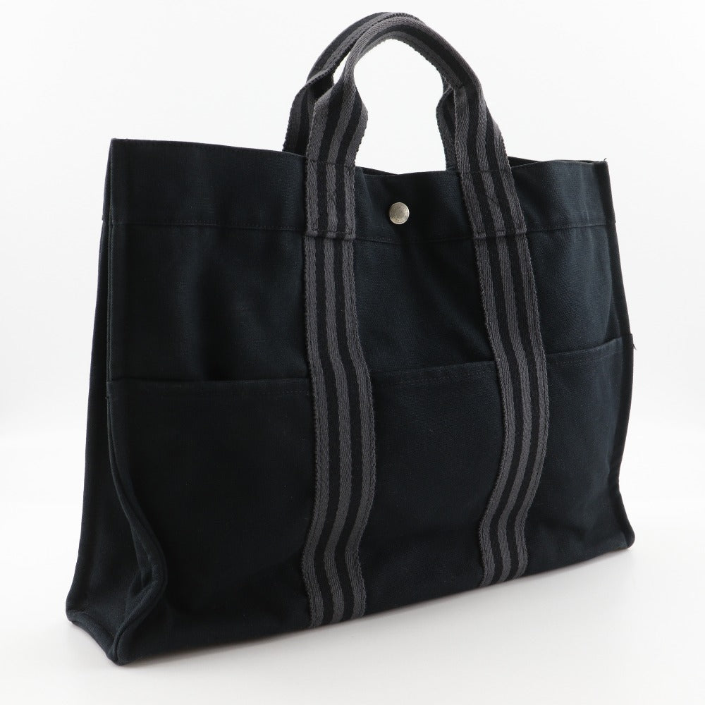 Hermes Handbag Cotton Tote Bag Fool Toemm Black
