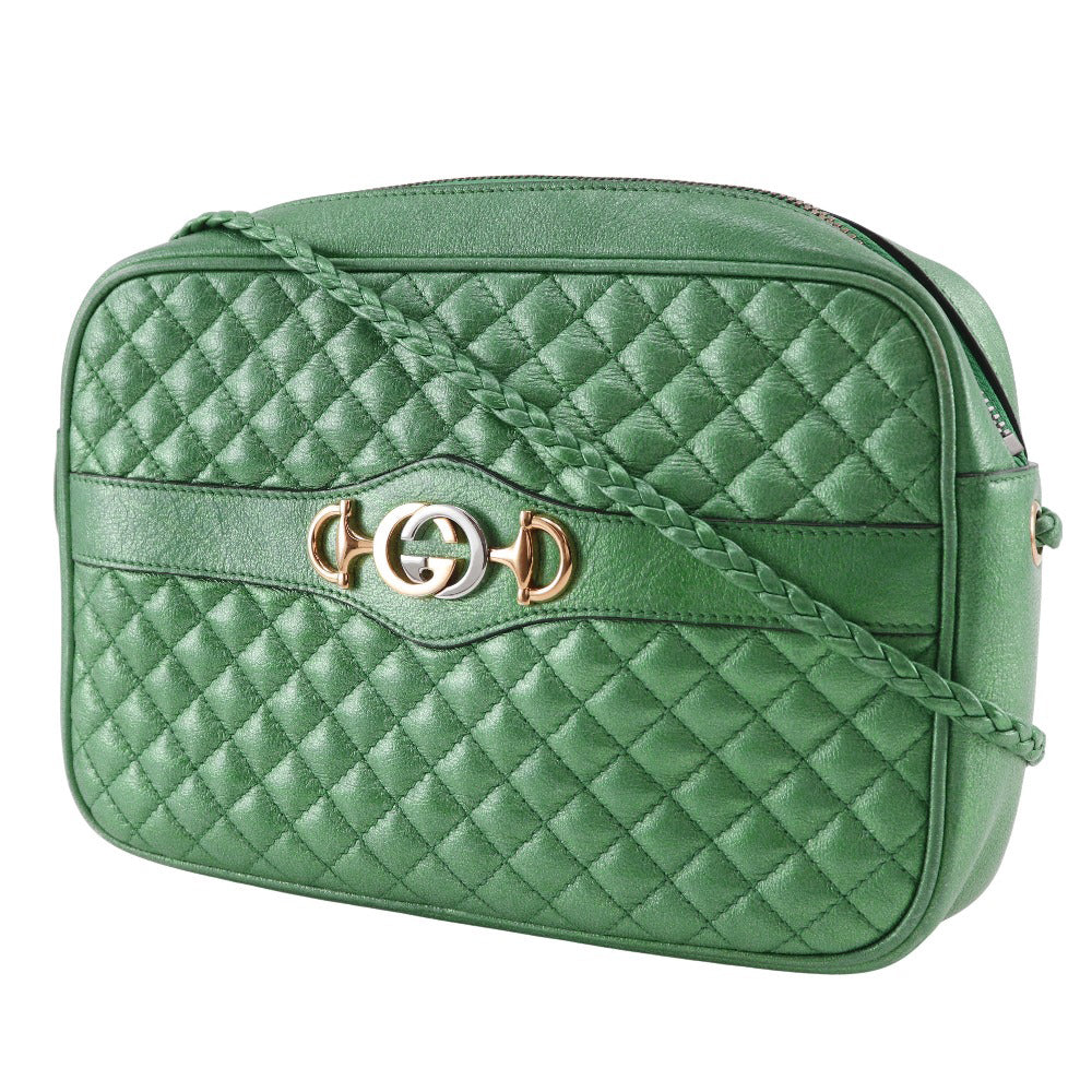 Gucci Horsebit Trapuntato Leather Green Shoulder Bag