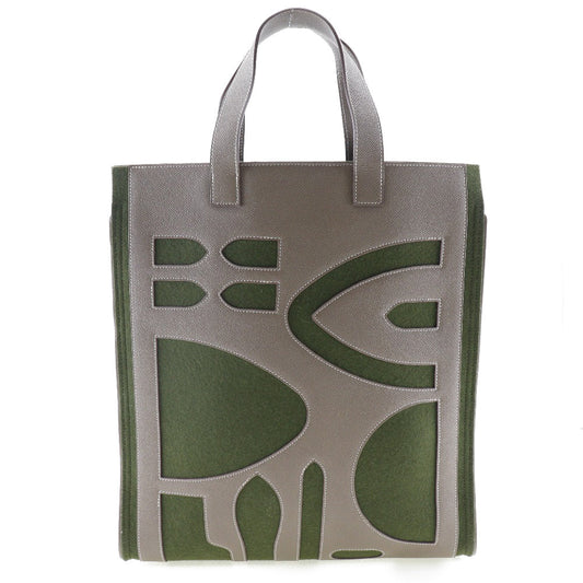 Hermes Tote Bag Epsom Felt Petit Ash Unisex Unisex Brown Green