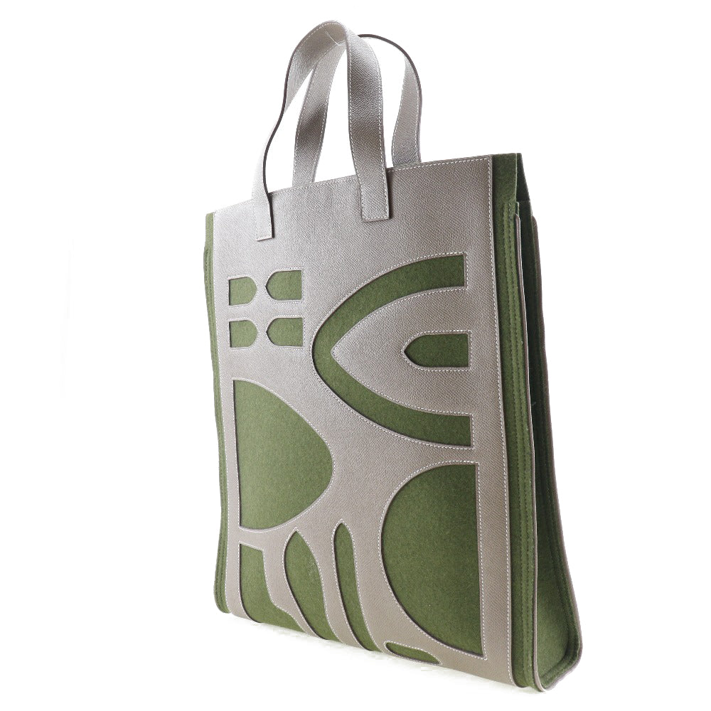 Hermes Tote Bag Epsom Felt Petit Ash Unisex Unisex Brown Green