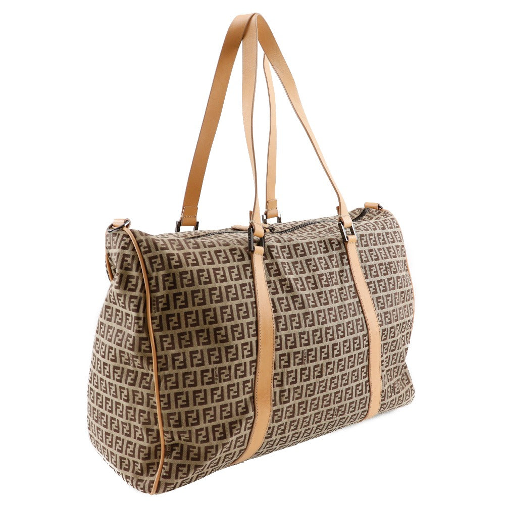 Fendi Boston Duffel Bag 7Vs014 Zucchino Women Leather Canvas Nylon Travel Bag