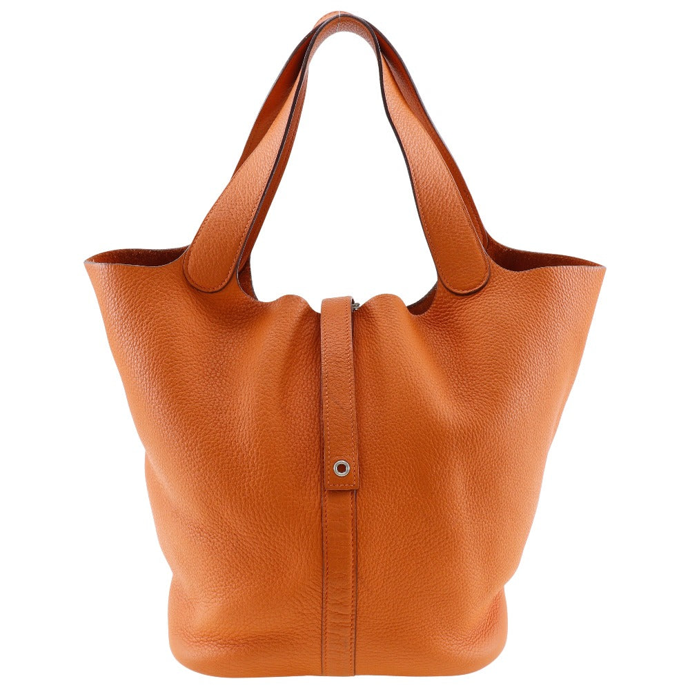 Taurillon Clemence Orange Metal Picotan Lock Gm Silver Travel Bag