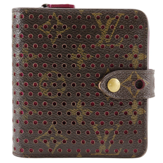 Louis Vuitton Bifold M95188 Perfo Compact zip Monogram Canvas Brown Pink Wallet Case