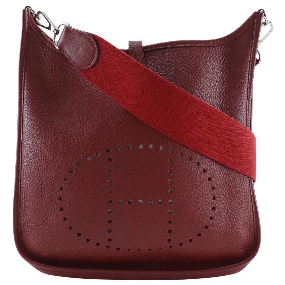 Hermes Shoulder Bag Taurillon Clemence Evelyn Pm Women Metal Red Silver