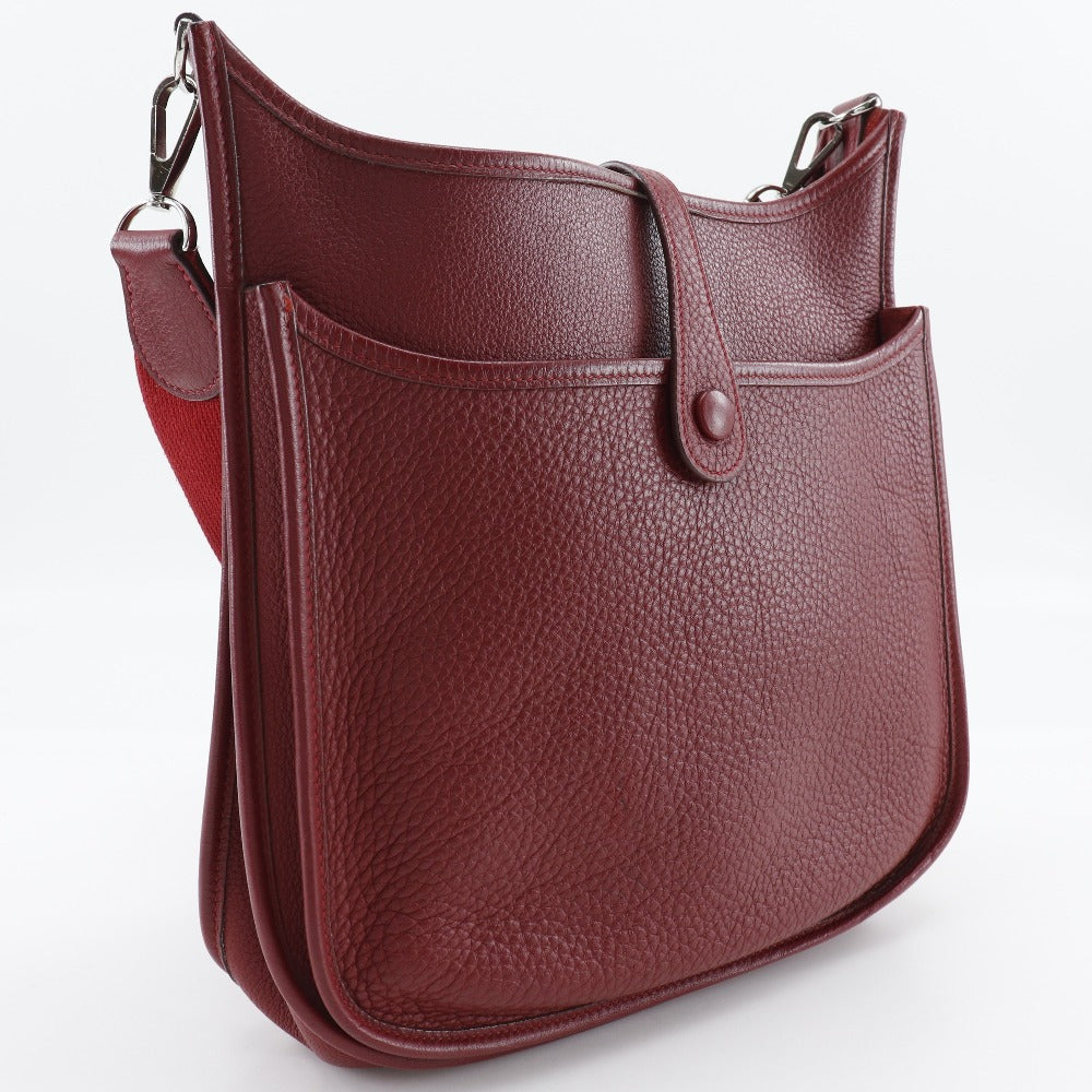 Shoulder Bag Taurillon Clemence Metal Evelyn Pm Red Silver