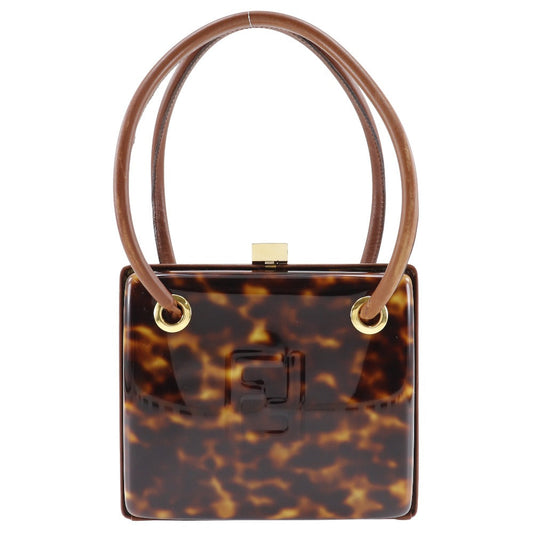 Fendi Handbag Plastic Party Bag Ff Women Leather Brown Travel Bag