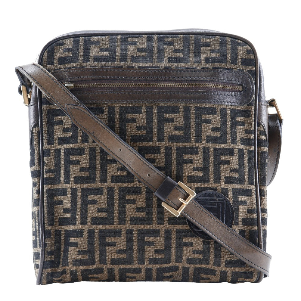 Fendi Shoulder Bag Zucca Women Unisex Canvas Brown