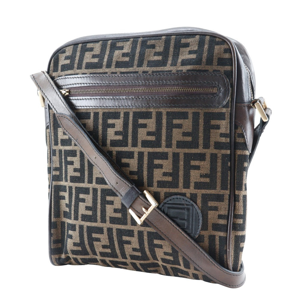 Fendi Shoulder Bag Zucca Women Unisex Canvas Brown